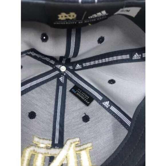 Notre Dame Irish Adidas Fitted S/M Hat Cap FITMAX 70 Navy Blue Gold - Picture 9 of 12
